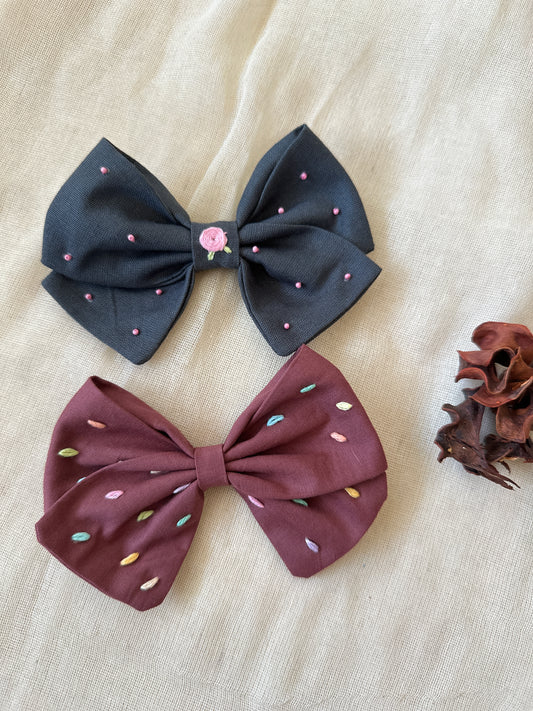 Dusty Rose Pearl Handmade Hair Bow