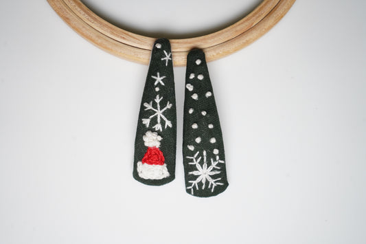 Merry Snowflake Duo Handmade Hair Clips - Pack of 2