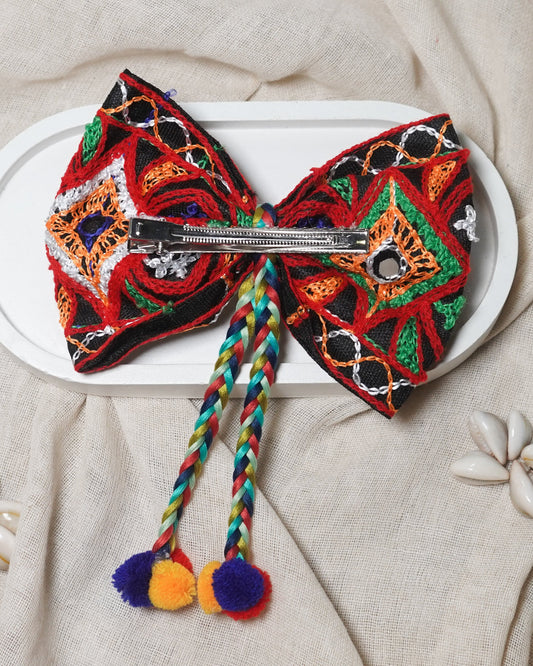 Festive fit Hand Embroidery Hair Bow