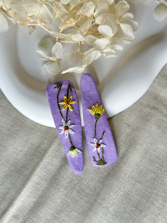 Purple Wildflower Forest Hair Bow & Hair Clips Combo