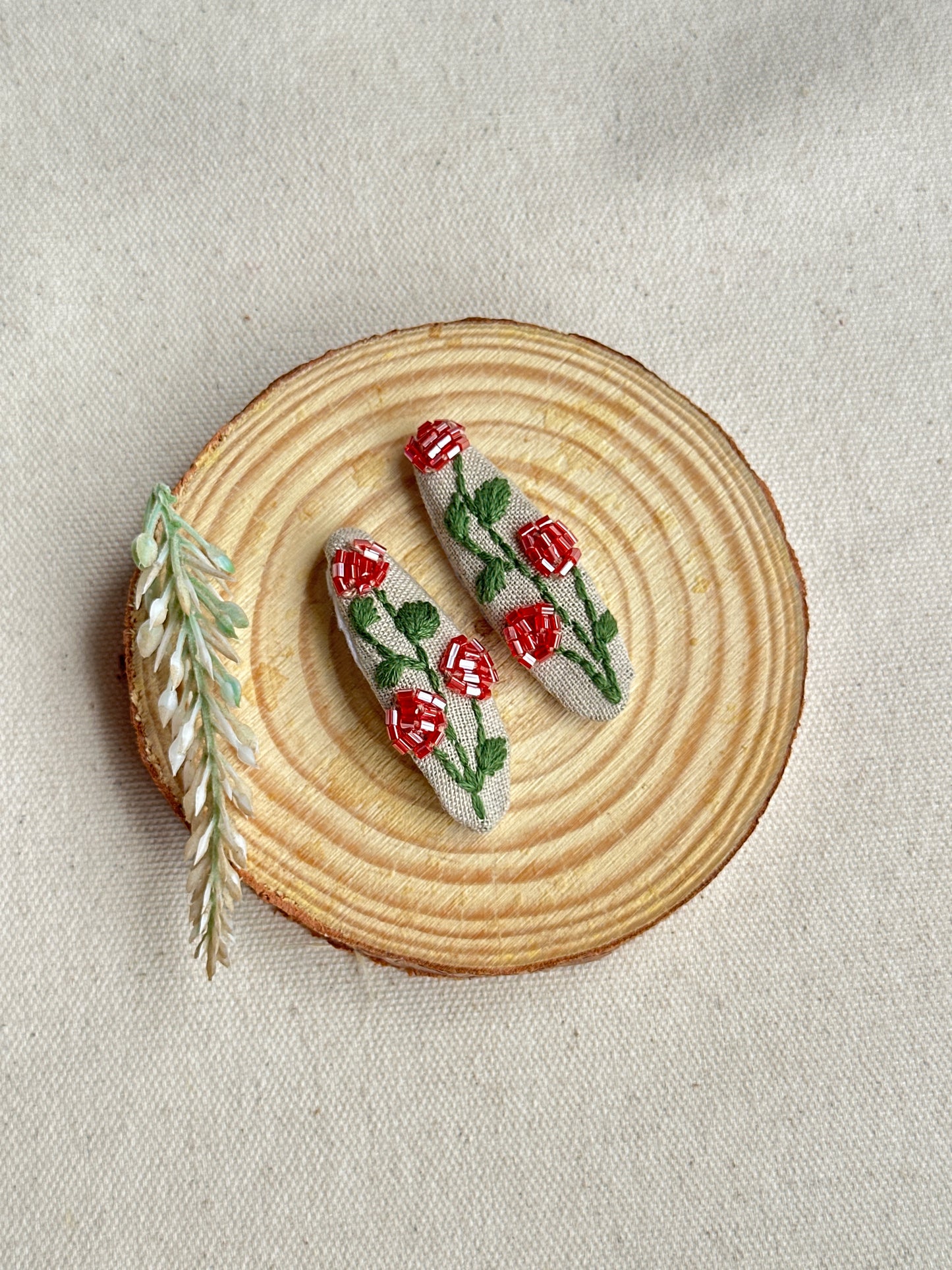 Vintage Rose Garden Handmade Hair Clips - Pack of 2
