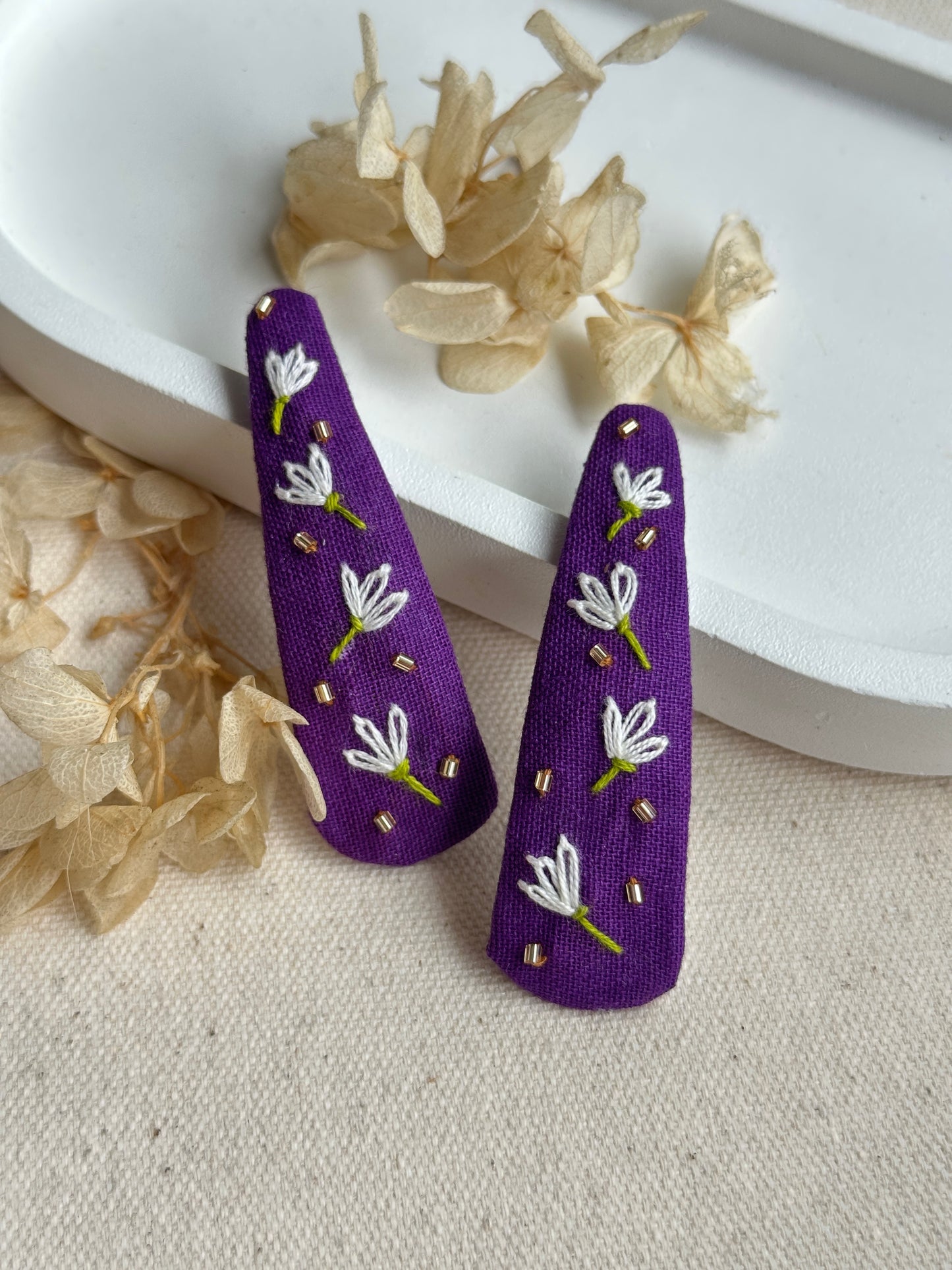 Moonpetal Purple Handmade Hair Clips - Pack of 2