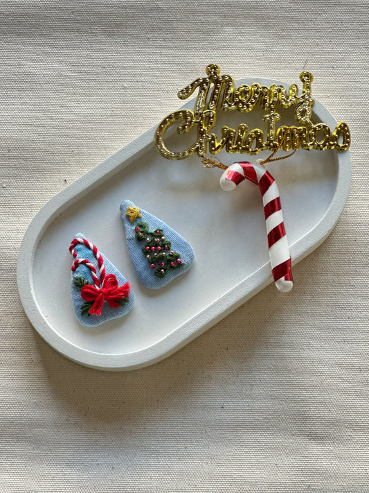 Jingle Tree & Cane Handmade Hair Clips - Pack of 2