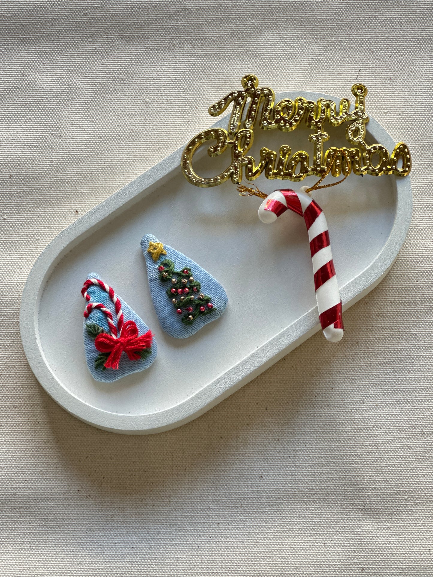 Jingle Tree & Cane Handmade Hair Clips - Pack of 2