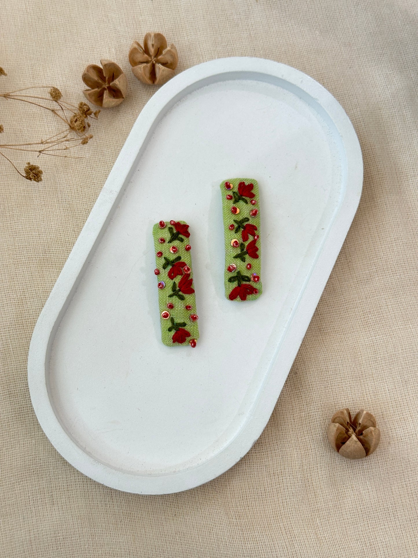 Crimson Garden Handmade Hair Clips - Pack of 2