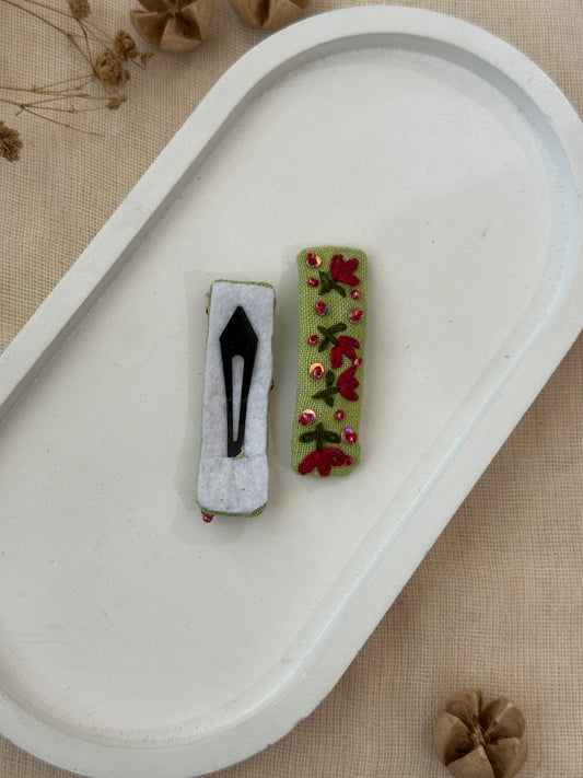 Crimson Garden Handmade Hair Clips - Pack of 2