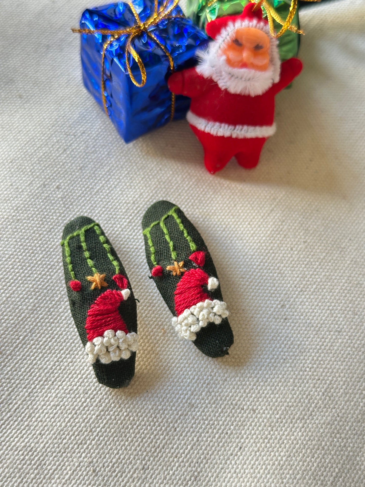 Little Santa Hat Handmade Hair Clips - Pack of 2