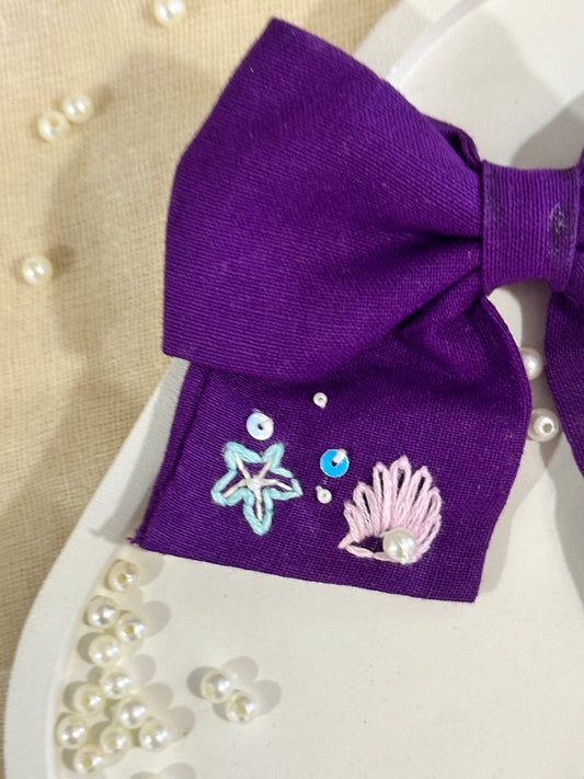 Purple Aquatic Handmade Hair Bow