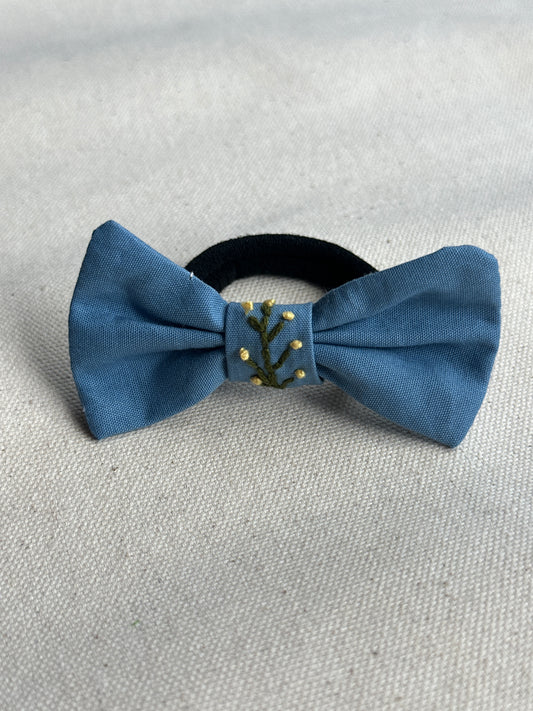Midnight Bloom Bow Handmade Hair Rubberband