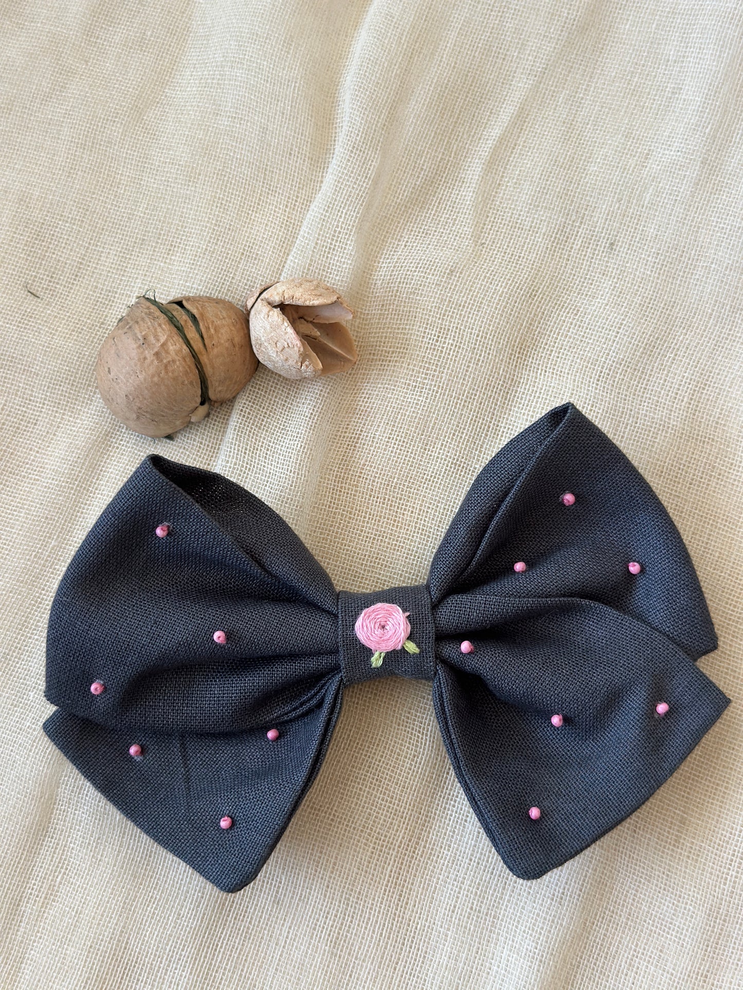 Dusty Rose Pearl Handmade Hair Bow