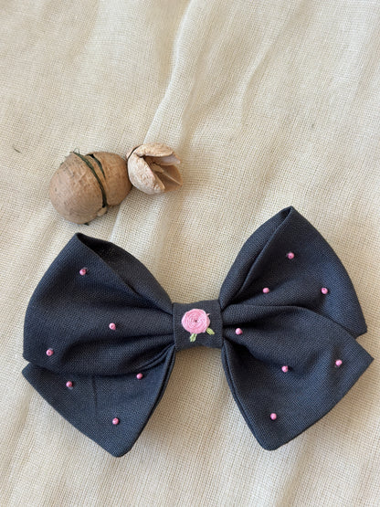 Dusty Rose Pearl Handmade Hair Bow