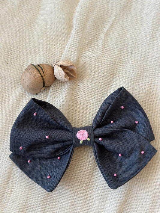 Dusty Rose Pearl Handmade Hair Bow