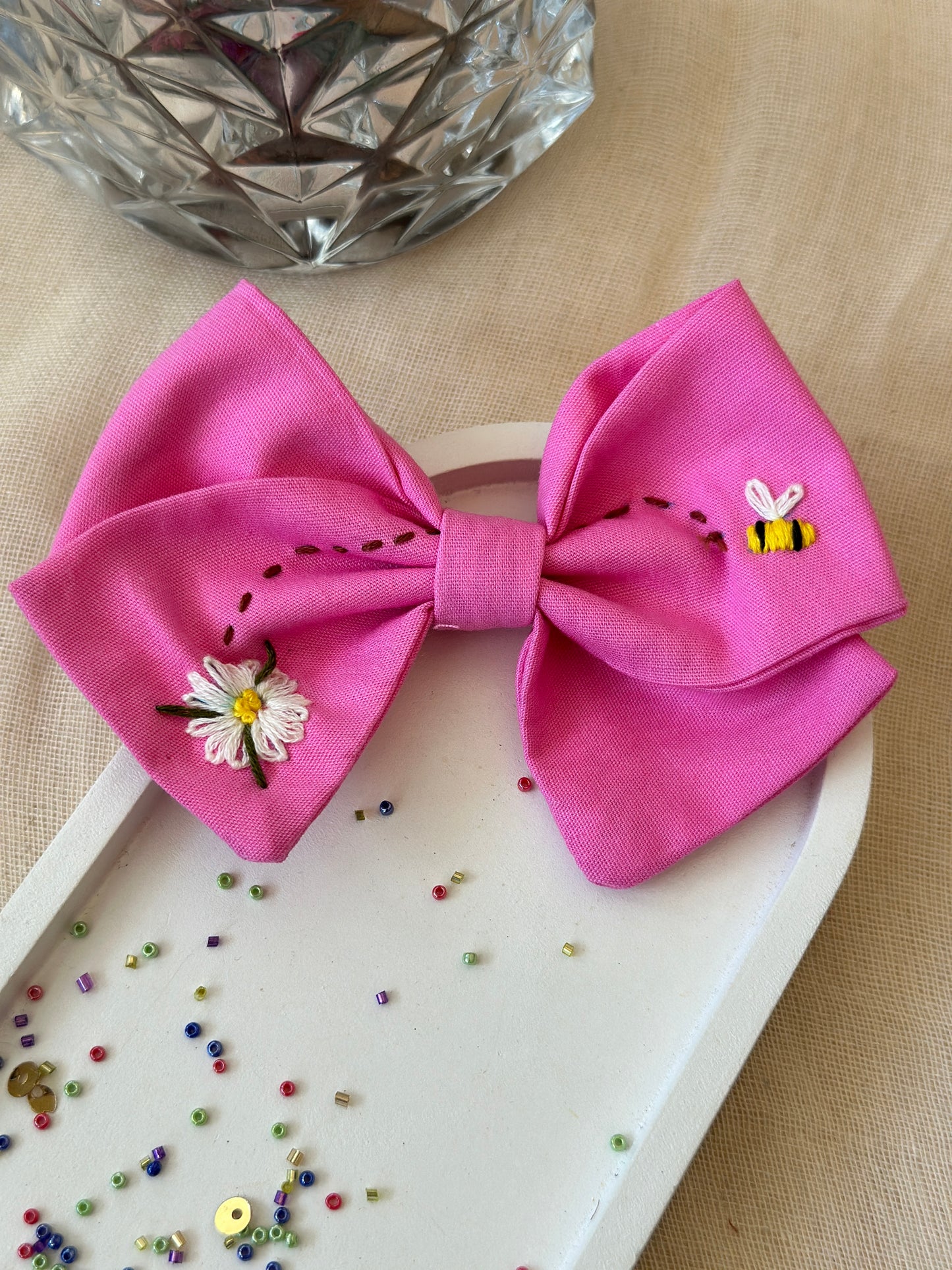 Pink Bee Magic Handmade Hair Bow