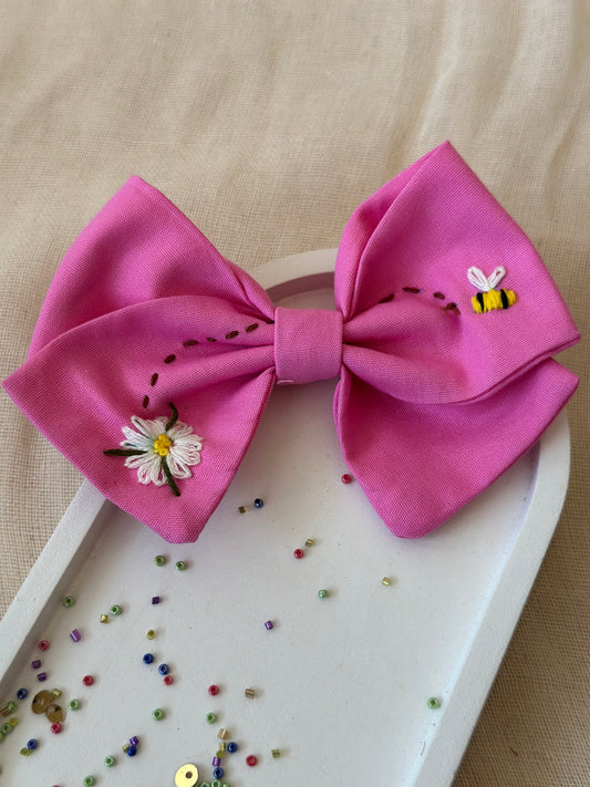 Pink Bee Magic Handmade Hair Bow