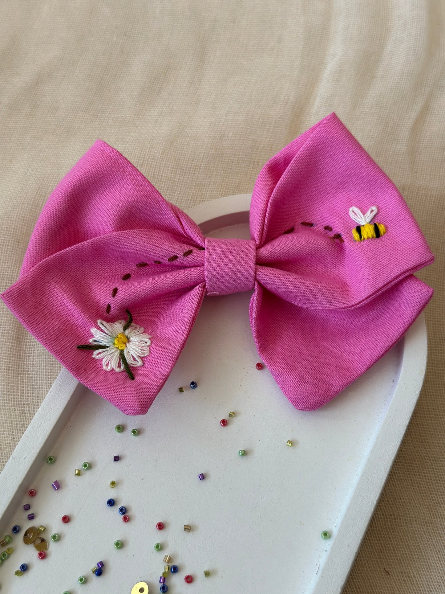 Pink Bee Magic Handmade Hair Bow