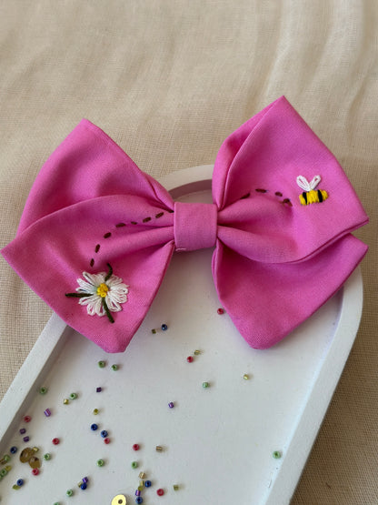 Pink Bee Magic Handmade Hair Bow