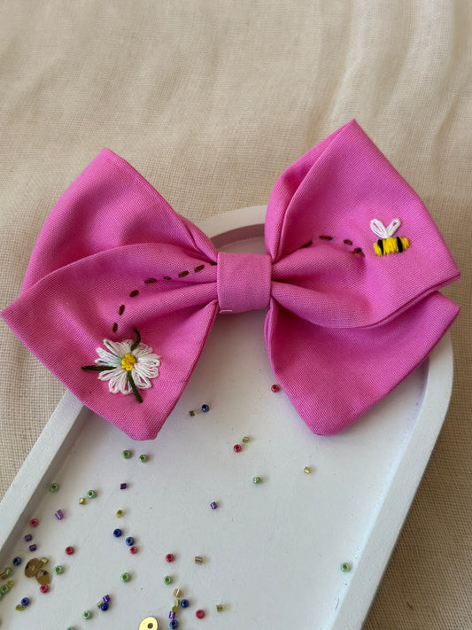 Pink Bee Magic Handmade Hair Bow