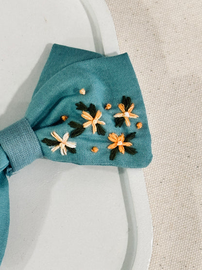 Tiny Tulip Green Handmade Hair Bow