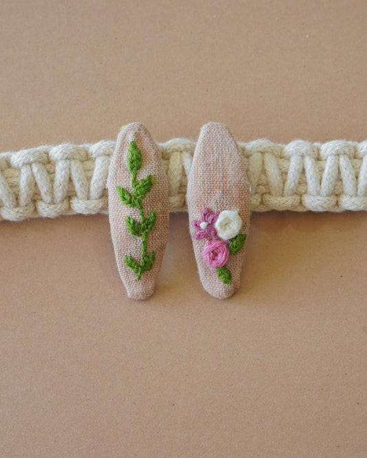 Rosy Trails Handmade Hair Clips - Pack Of 2