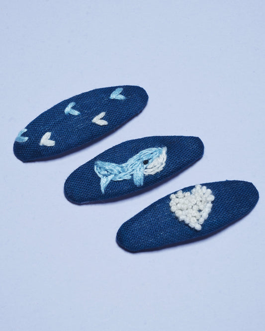 Heart Of The Sea Handmade Hair Clips - Pack of 3