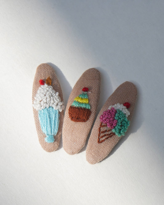 Sugar & Stitch Handmade Hair Clips - Pack Of 3