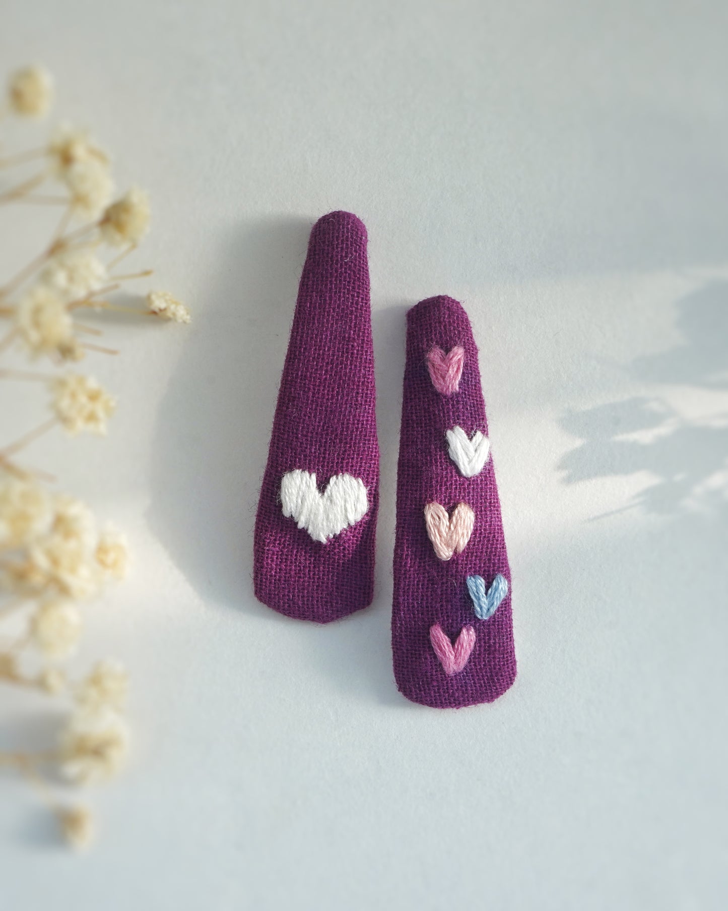 Hearts & Rainbow Handmade Hair Clips - Pack Of 4