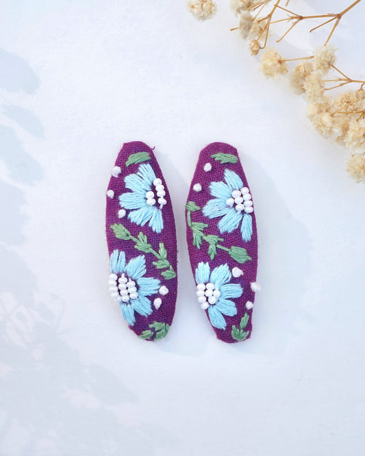 Indigo Blossom Handmade Hair Clips - Pack Of 2