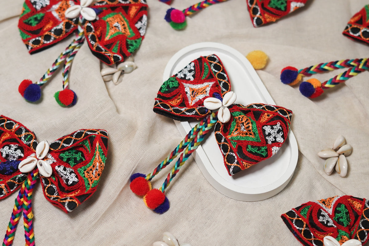 Festive fit Hand Embroidery Hair Bow