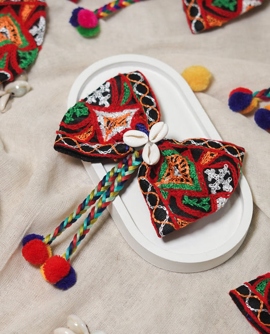 Festive fit Hand Embroidery Hair Bow