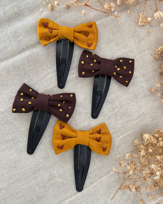 Mustard Love Mini Hair Clips - Pack of 4