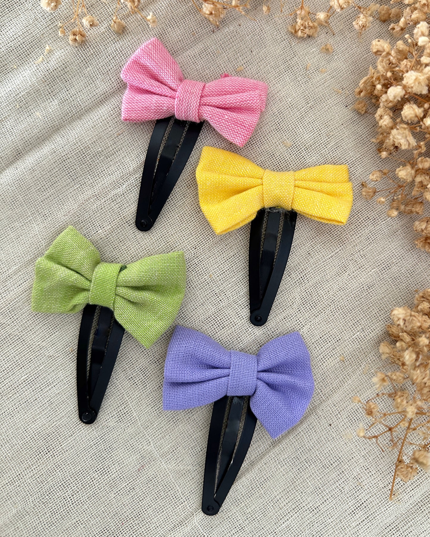 Rainbow Mini Bows Handmade Hairclips - Pack of 4