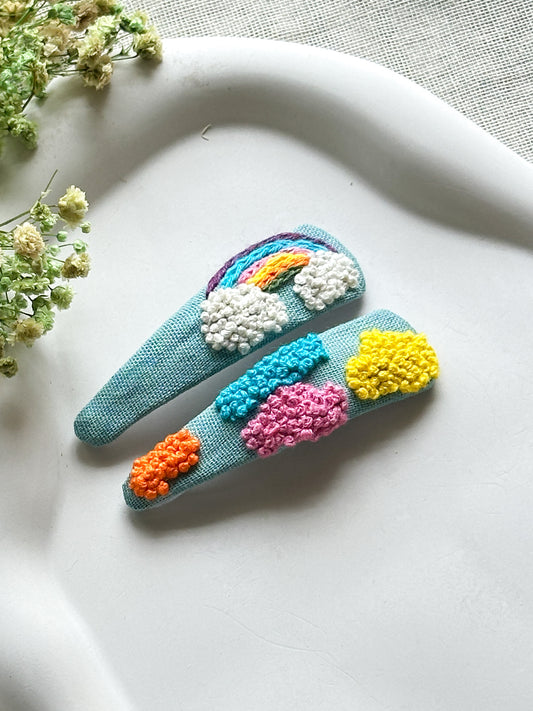 Rainbow Cuddle Handmade Hair Clips - Pack of 2