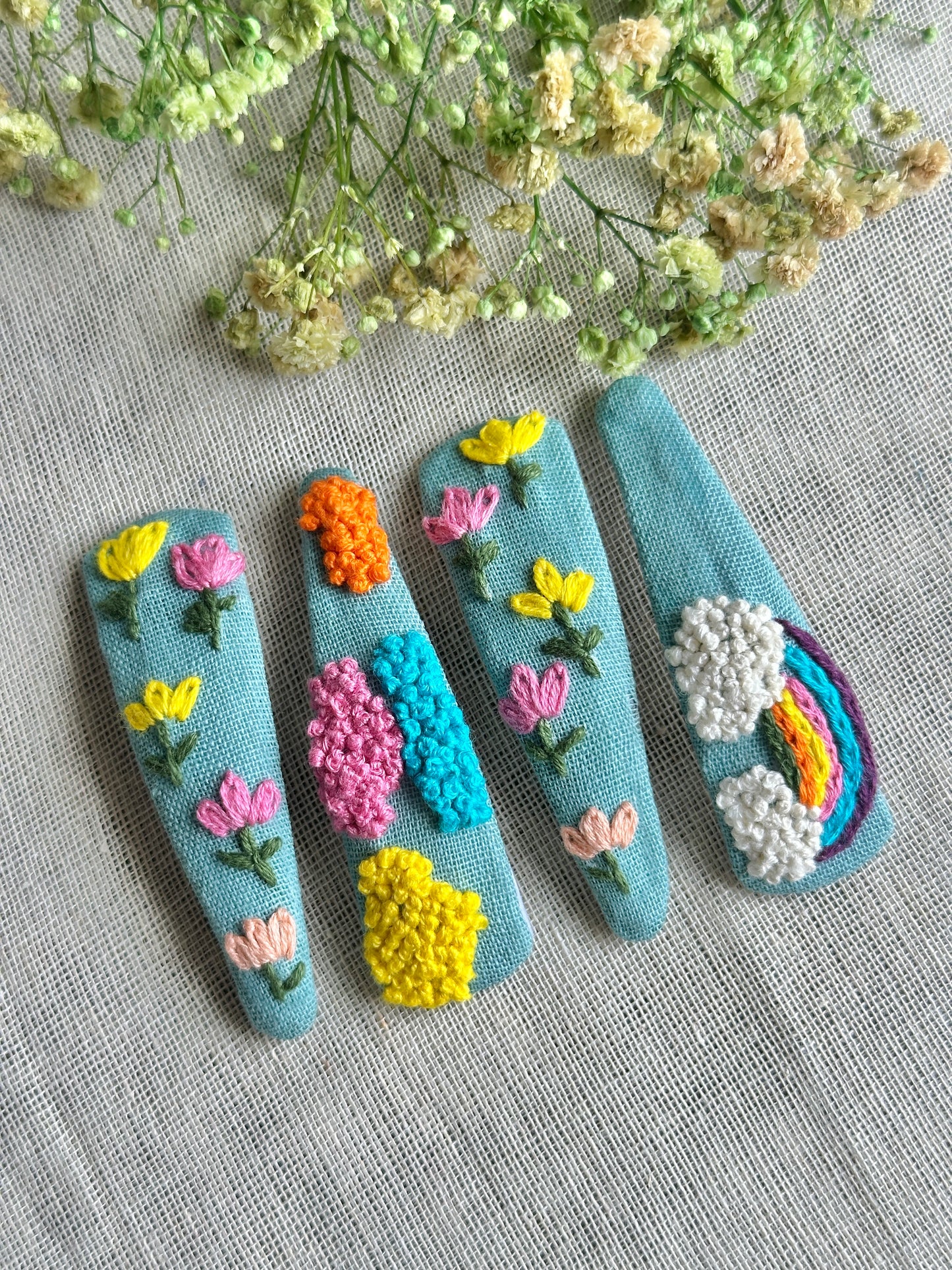 Rainbow Skies Handmade Hair Clips - Pack of 4