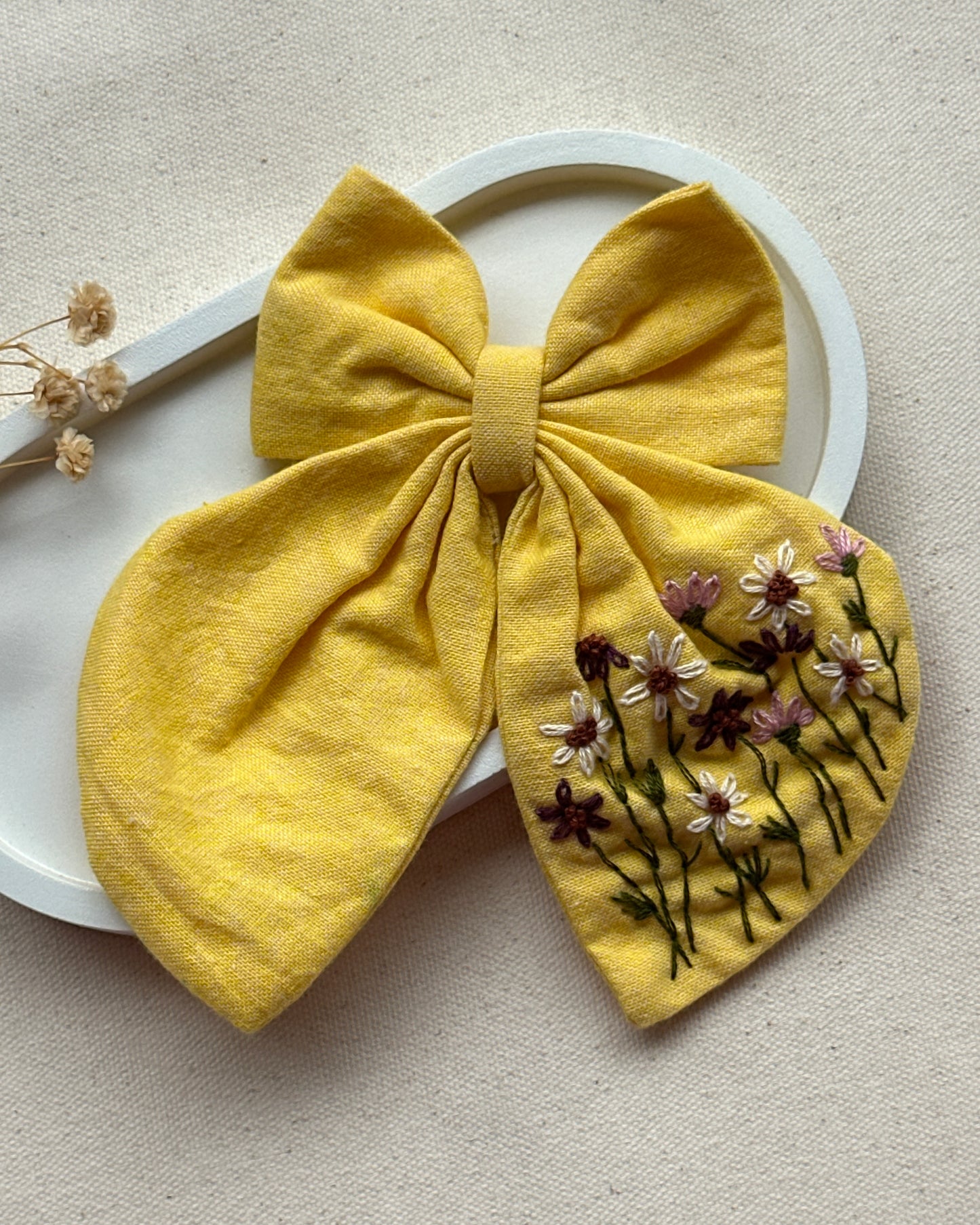 Yellow WildFlower Forest HairBow & HairClip Combo