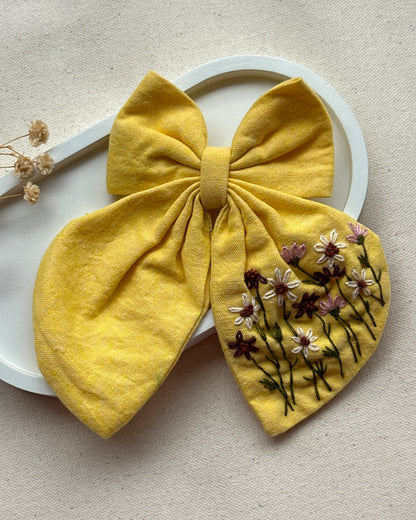 Yellow WildFlower Forest HairBow & HairClip Combo
