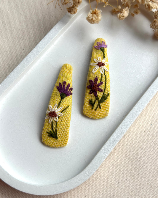 Yellow WildFlower Forest HairBow & HairClip Combo