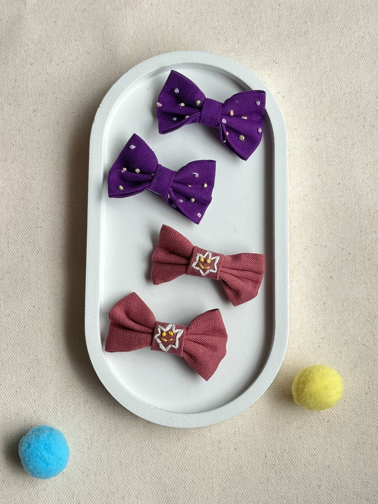 Pink Smily Handmade Hair Clips - Pack Of 2