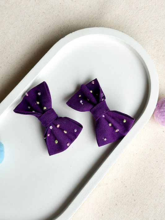 Lavender Polka Dots Handmade Hair Clips - Pack Of 2
