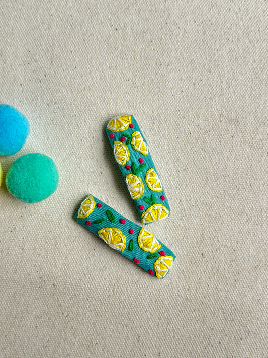 Sunny Lemon Handmade Hair Clips - Pack of 2