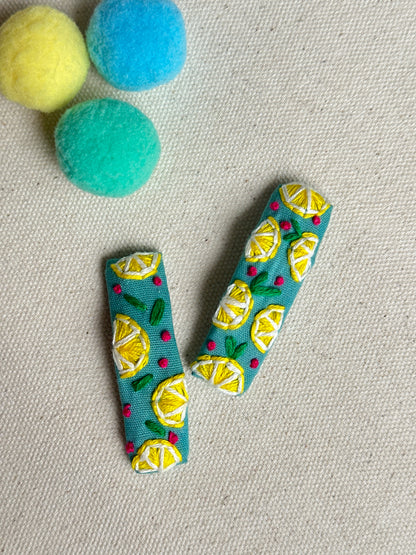 Sunny Lemon Handmade Hair Clips - Pack of 2