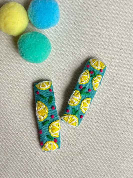 Sunny Lemon Handmade Hair Clips - Pack of 2
