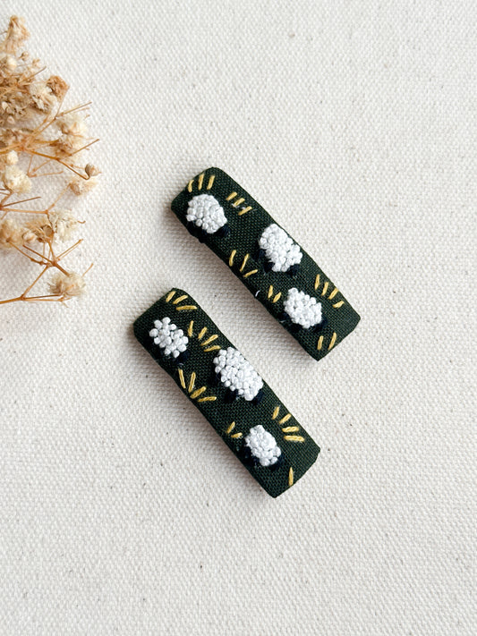 Little Lamb Meadow Handmade Hair Clips - Pack of 2