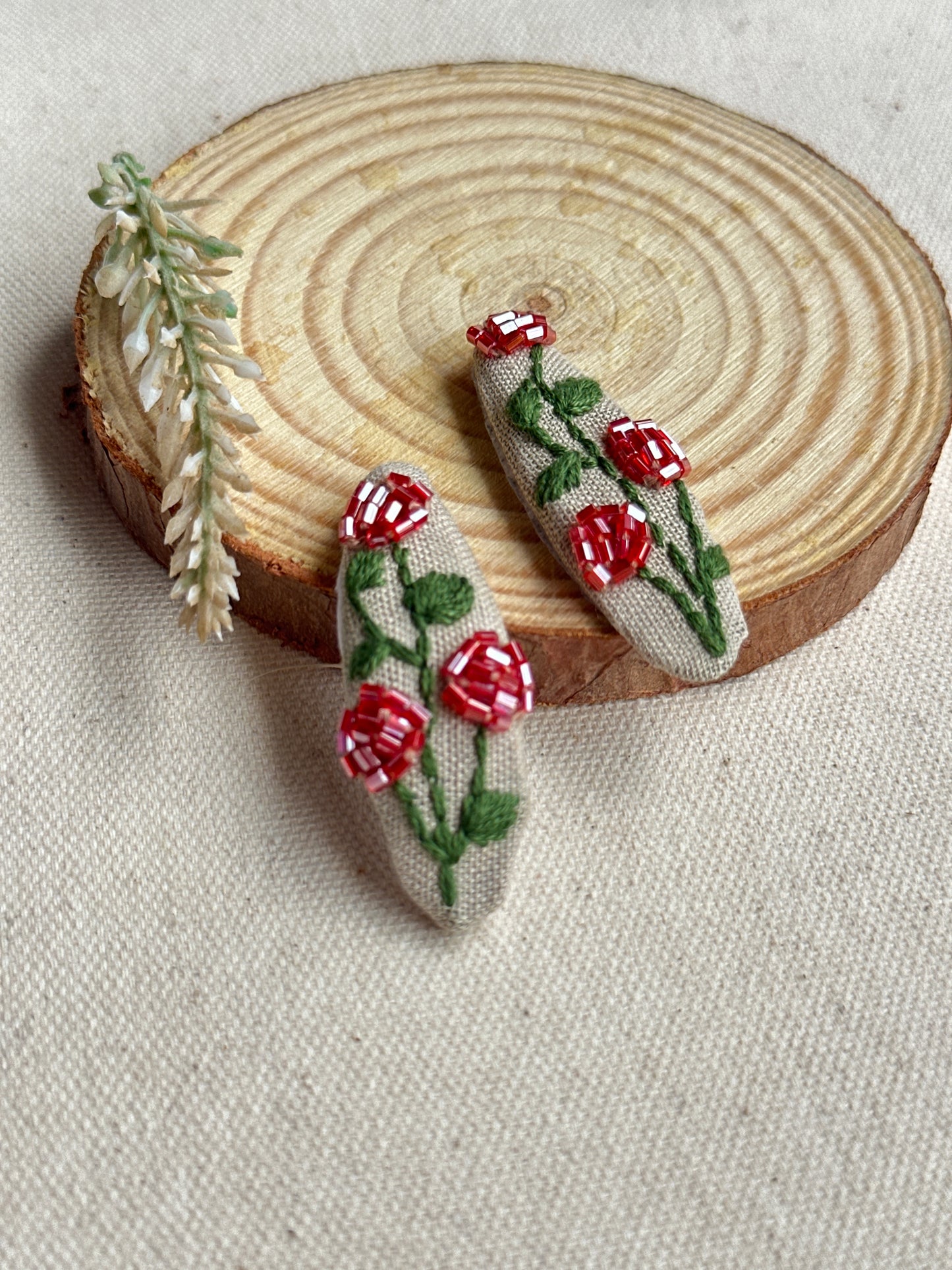 Vintage Rose Garden Handmade Hair Clips - Pack of 2