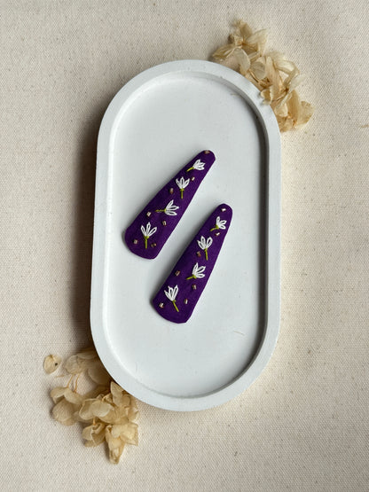Moonpetal Purple Handmade Hair Clips - Pack of 2
