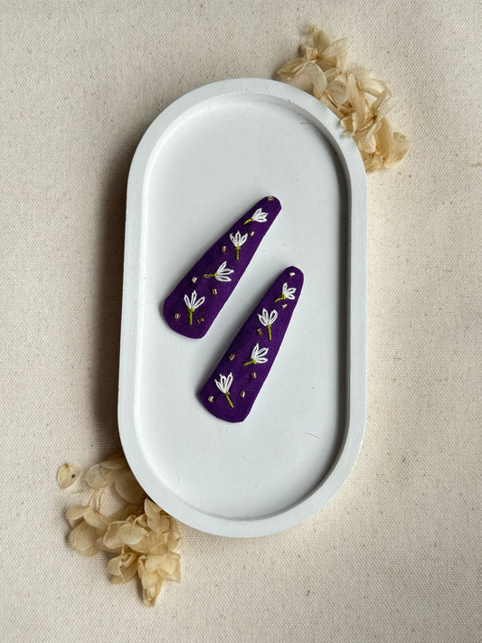 Moonpetal Purple Handmade Hair Clips - Pack of 2