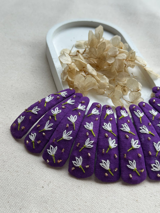 Moonpetal Purple Handmade Hair Clips - Pack of 2