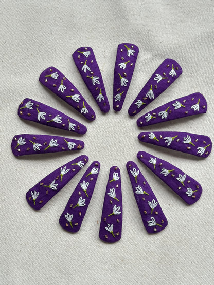 Moonpetal Purple Handmade Hair Clips - Pack of 2
