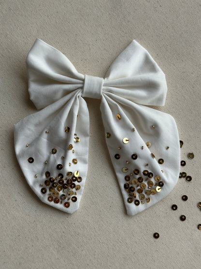 Golden Sequin Grace Handmade Hair Bow