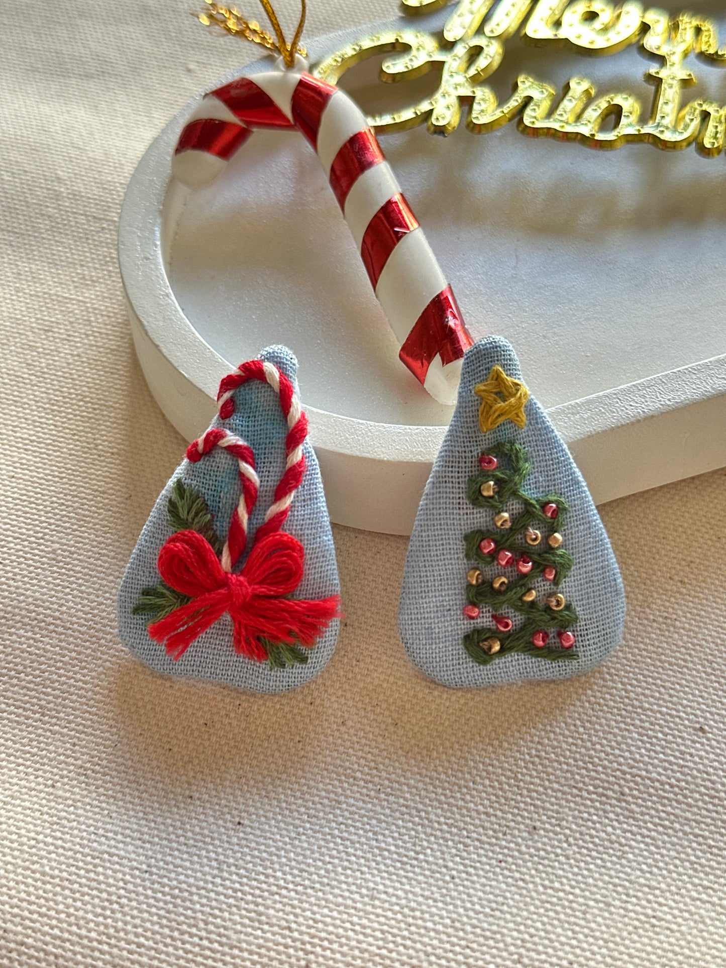 Jingle Tree & Cane Handmade Hair Clips - Pack of 2