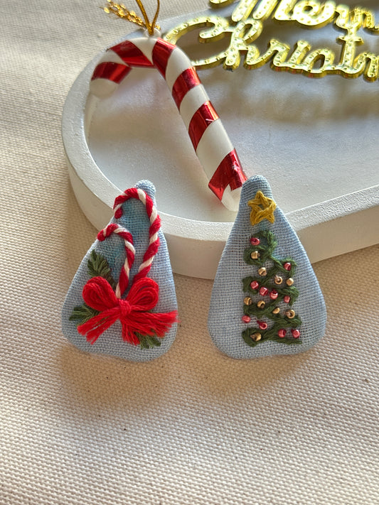 Jingle Tree & Cane Handmade Hair Clips - Pack of 2